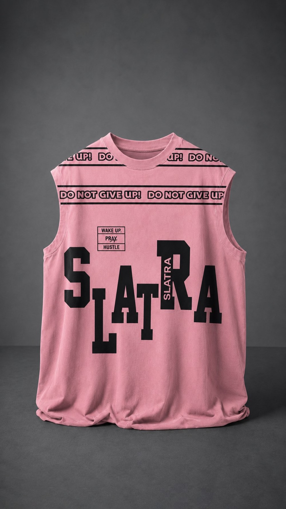 Erkek Pembe Fuck Average Sıfır Kol Oversize Atlet