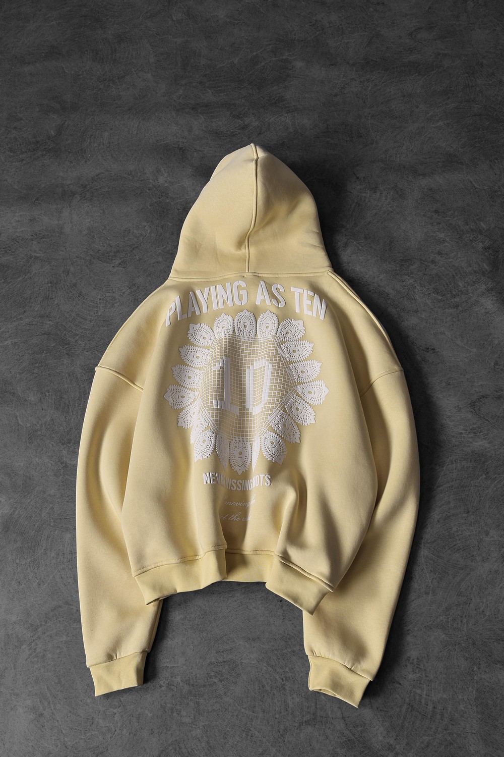 Erkek Sarı Playing As Ten Baskılı Oversize Kapüşonlu Sweatshirt