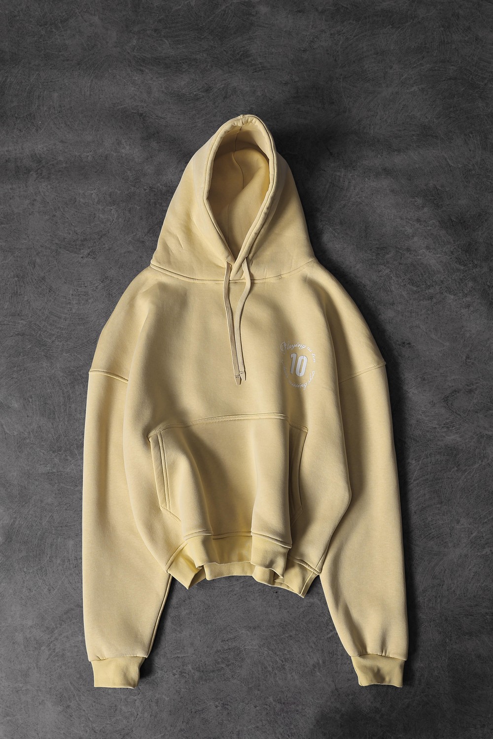 Erkek Sarı Playing As Ten Baskılı Oversize Kapüşonlu Sweatshirt