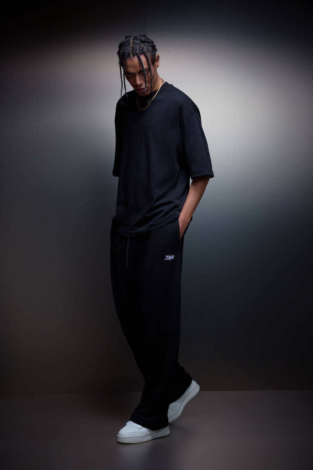 Erkek Siyah Basic Baggy Eşofman