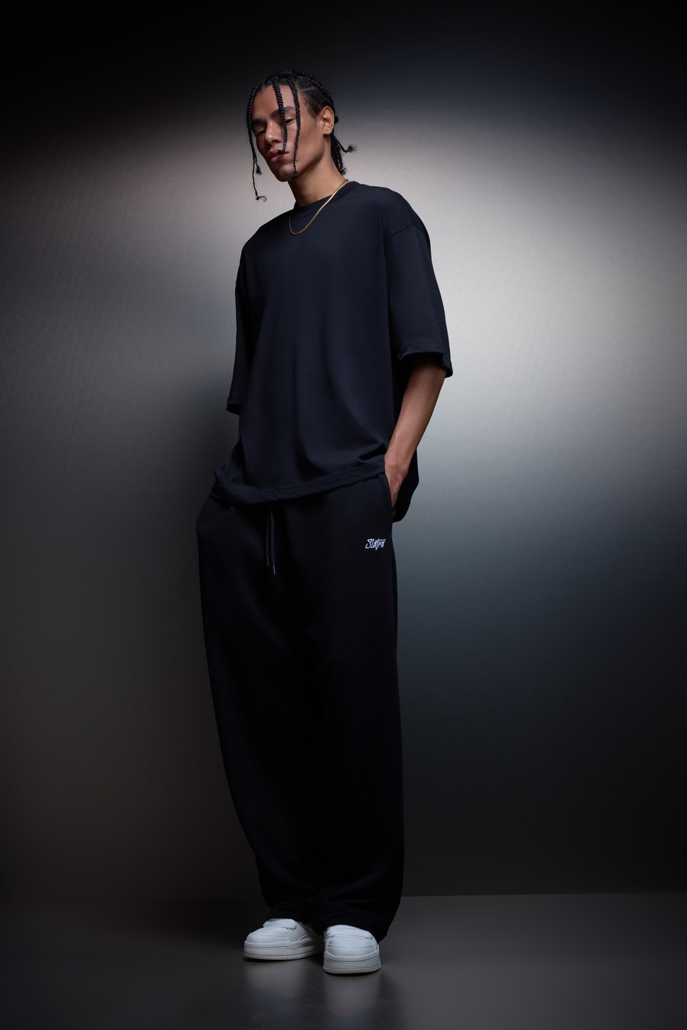 Erkek Siyah Basic Baggy Eşofman