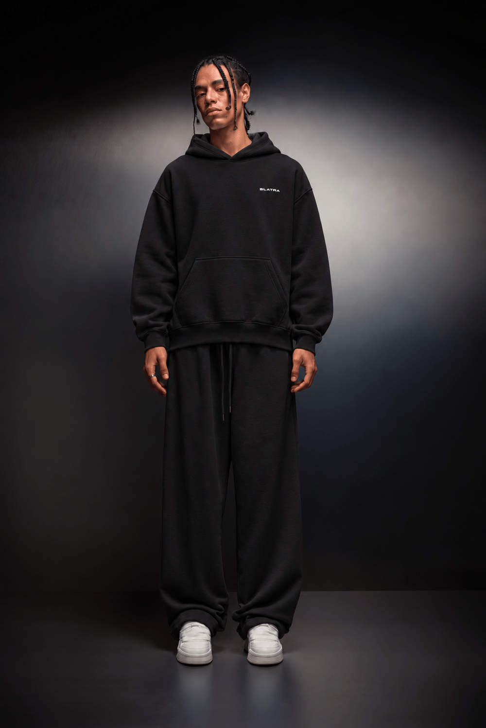 Erkek Siyah Basic Baggy Eşofman