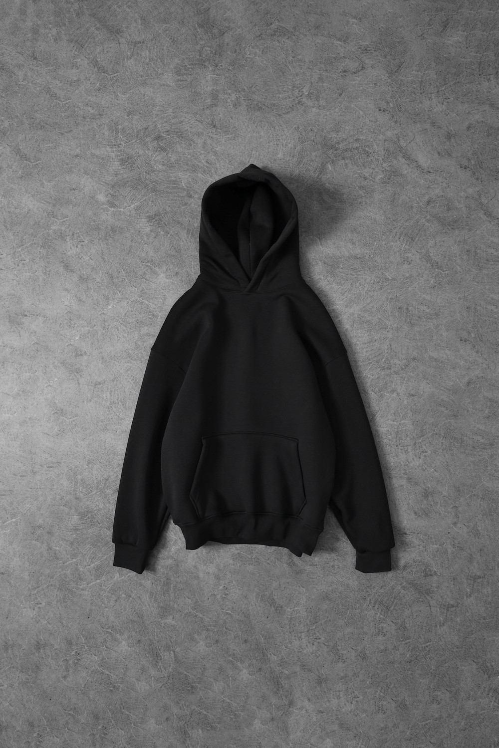 Erkek Siyah Basic Kapüşonlu Oversize Sweatshirt