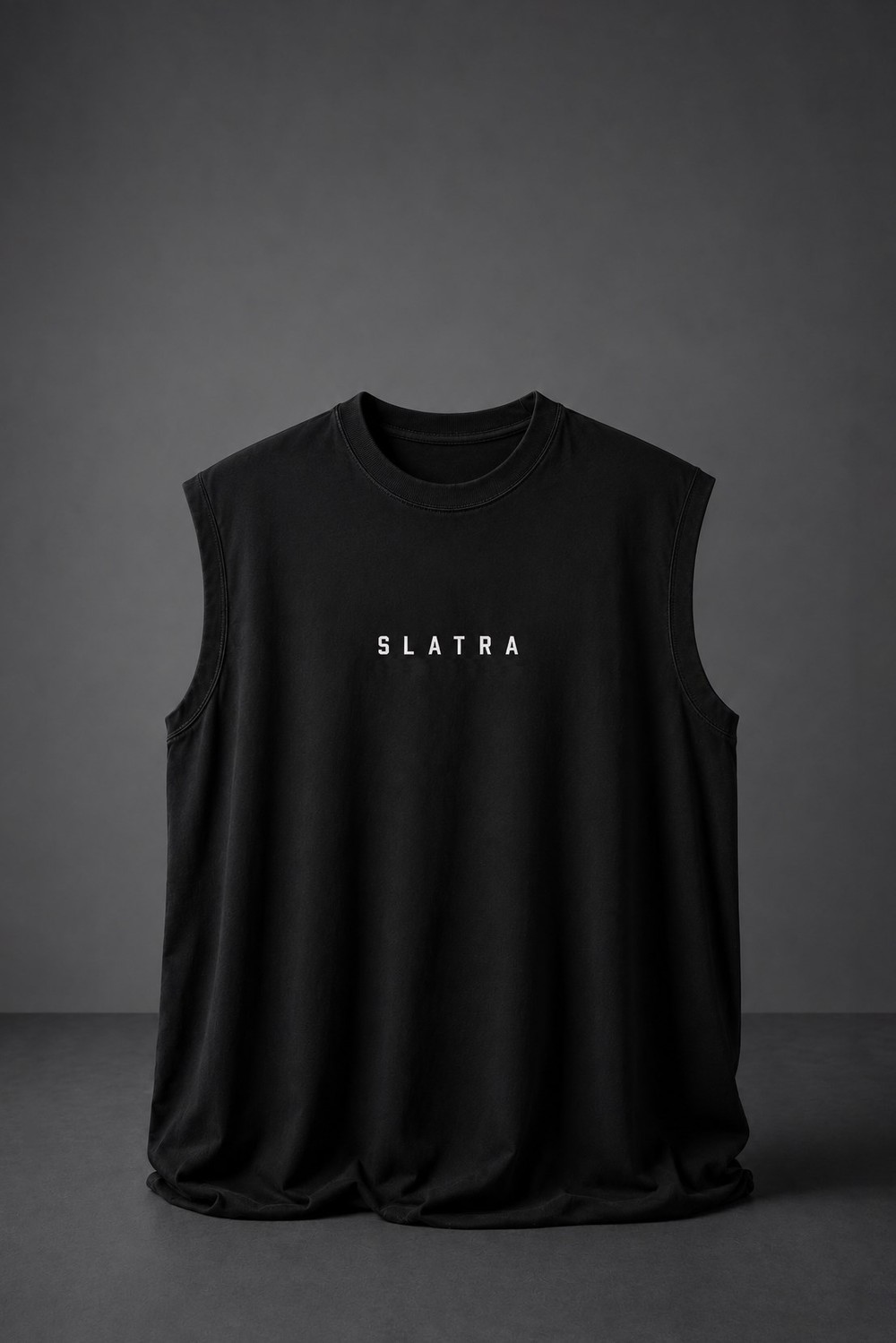 Erkek Siyah Basic Sıfır Kol Oversize Atlet