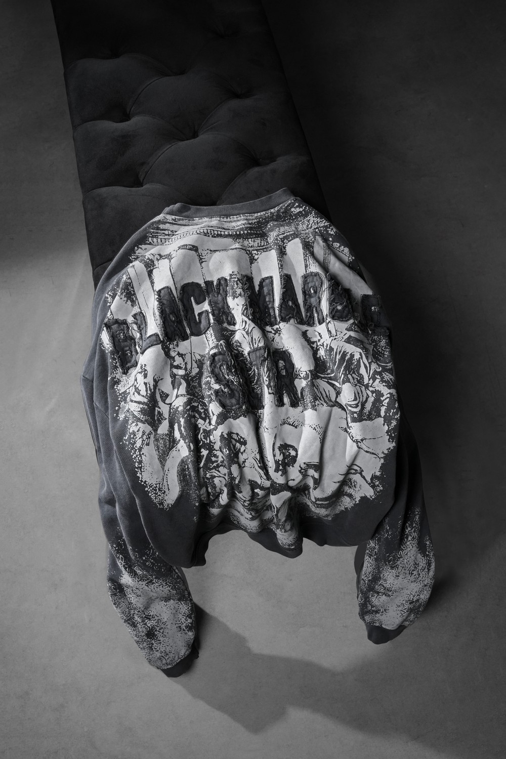 Erkek Siyah Black Marble Özel Yıkamalı Oversize Sweatshirt
