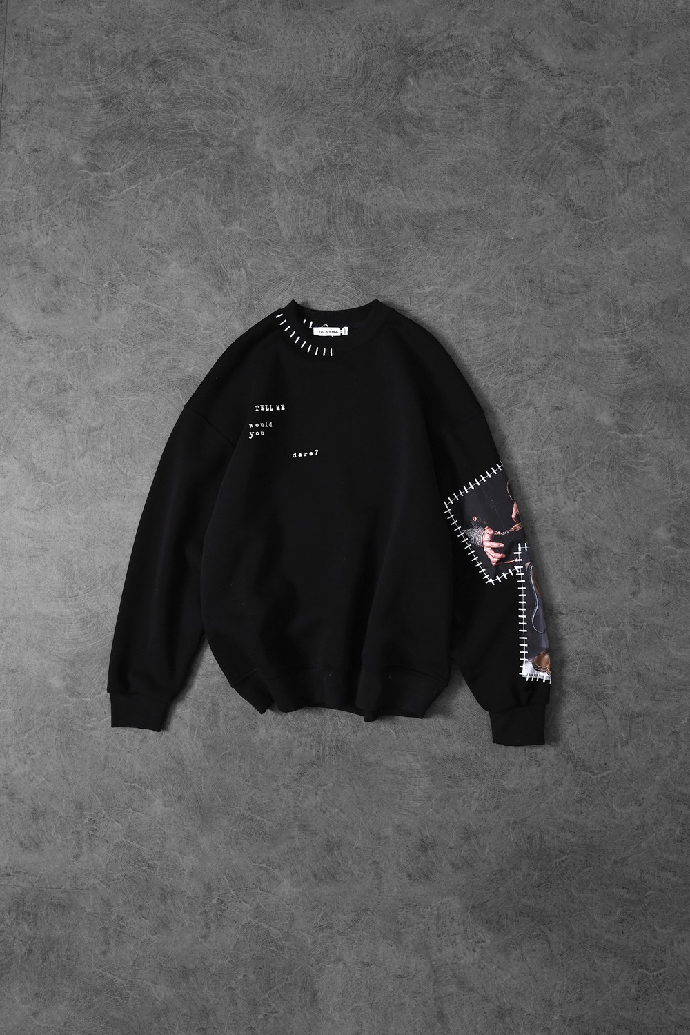 Erkek Siyah Dare Of Sltr Kol Patch Oversize Sweatshirt