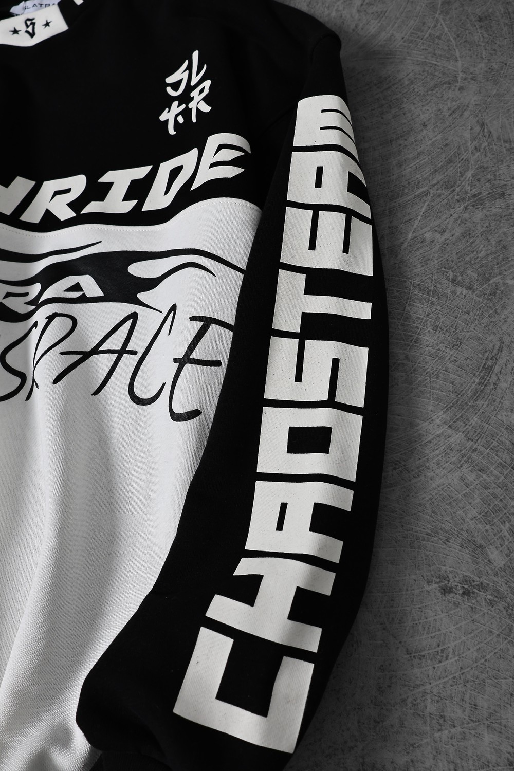Erkek Siyah Deathride Baskılı V Yaka Oversize Racing Sweatshirt