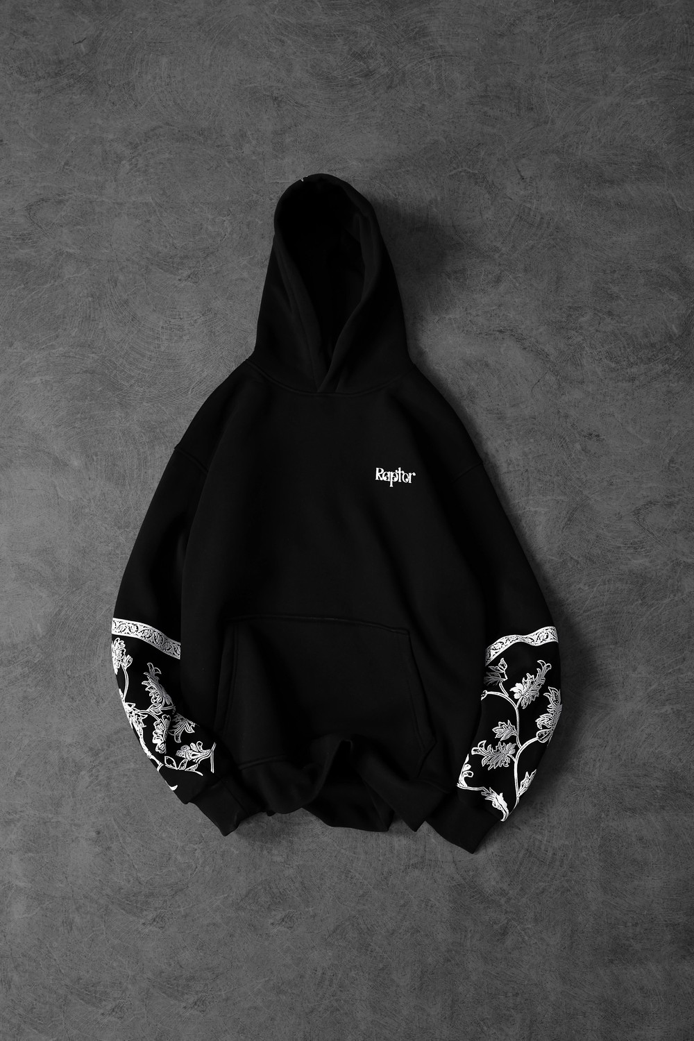 Erkek Siyah Eagle Baskılı Oversize Kapüşonlu Sweatshirt
