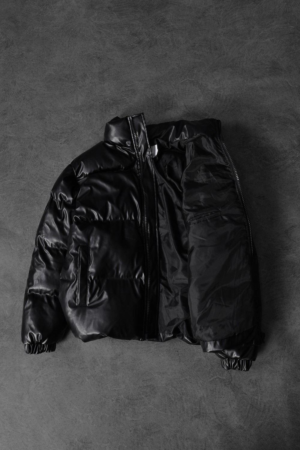 Erkek Siyah Ekstra Dolumlu Oversize Deri Mont