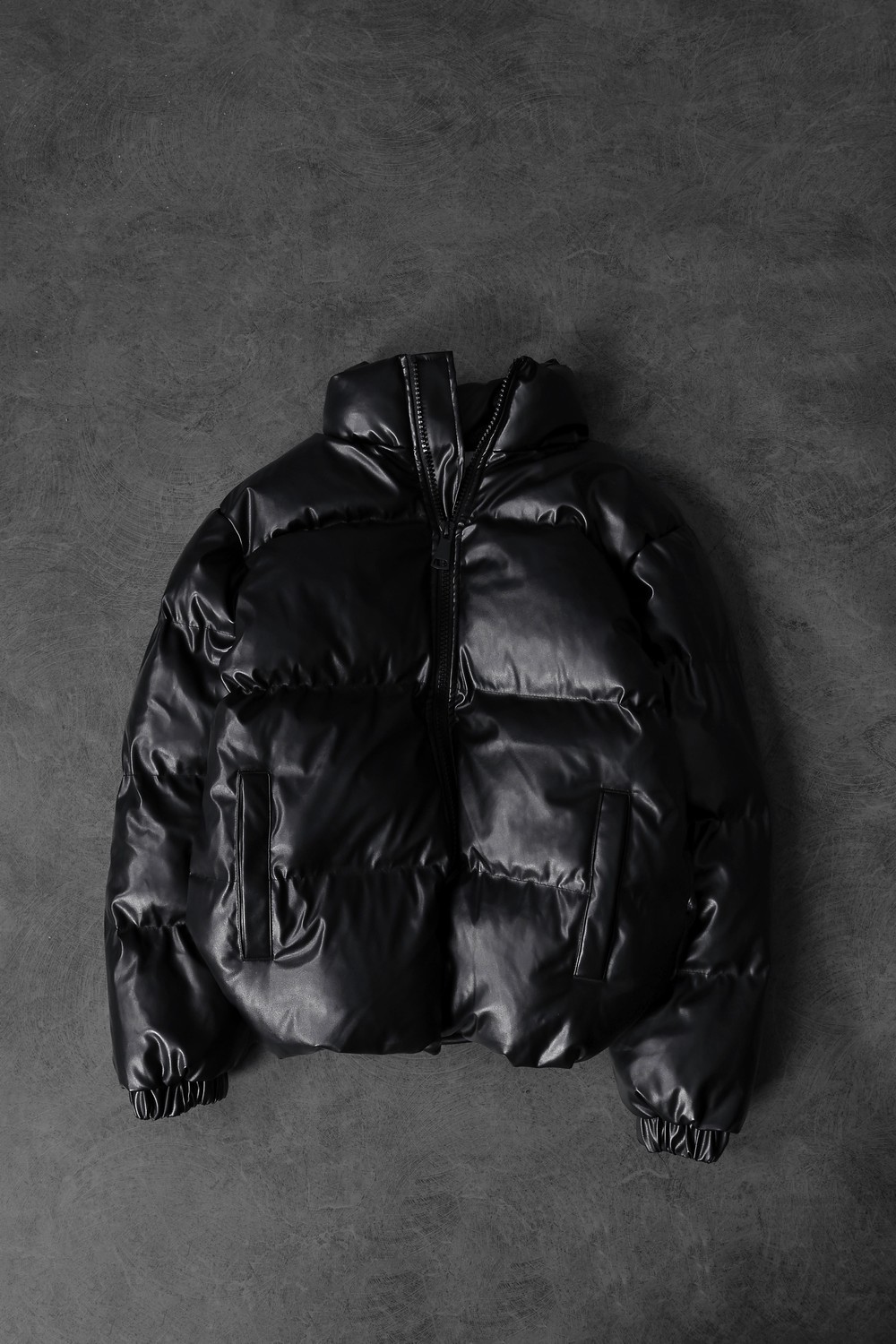 Erkek Siyah Ekstra Dolumlu Oversize Deri Mont
