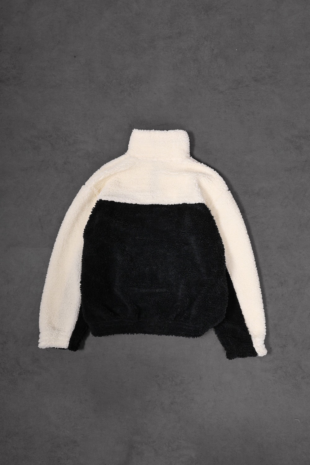 Erkek Siyah Garnili Full Zip Peluş Sweatshirt