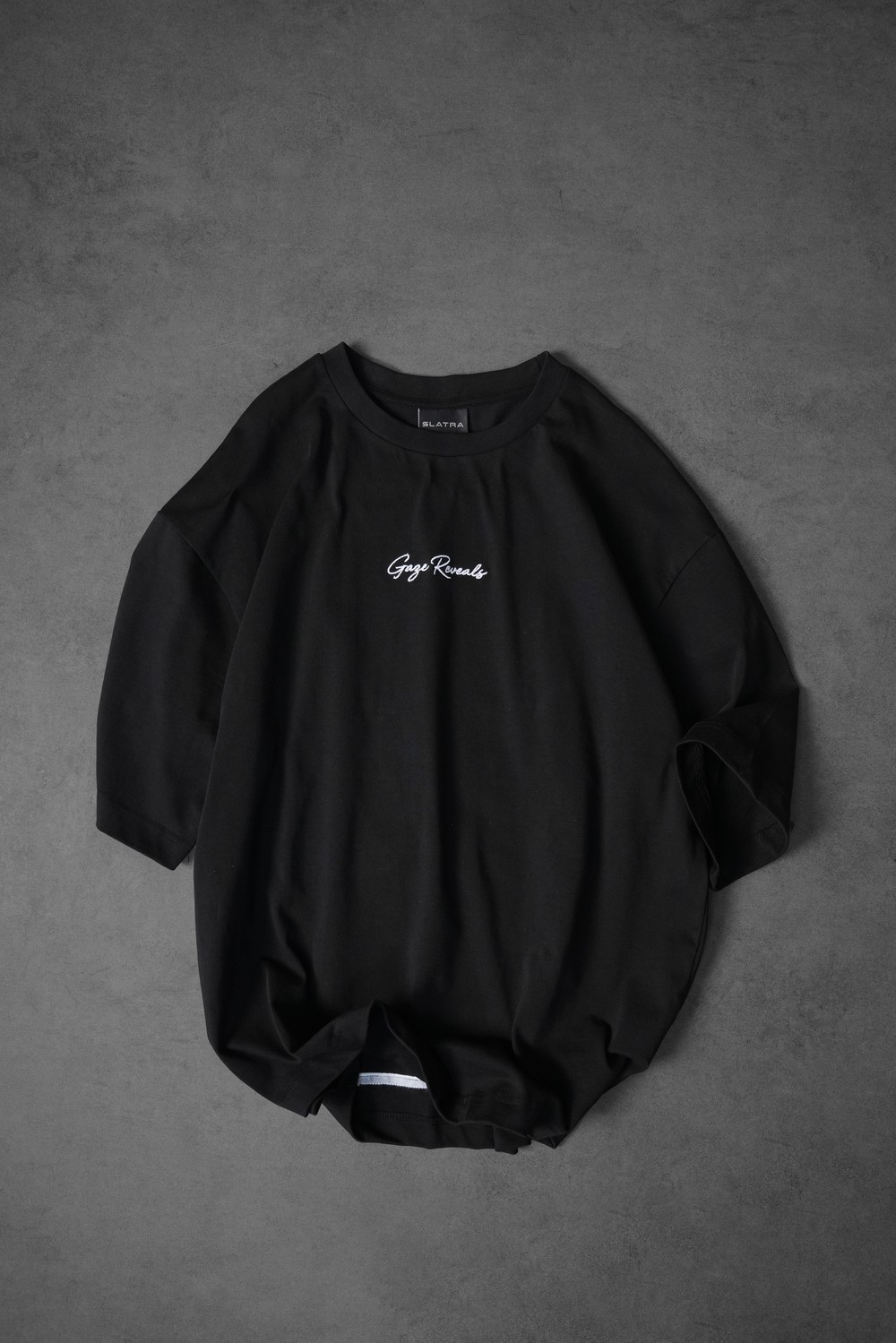 Erkek Siyah Gaze Reveals Kadife Patch Oversize Tshirt
