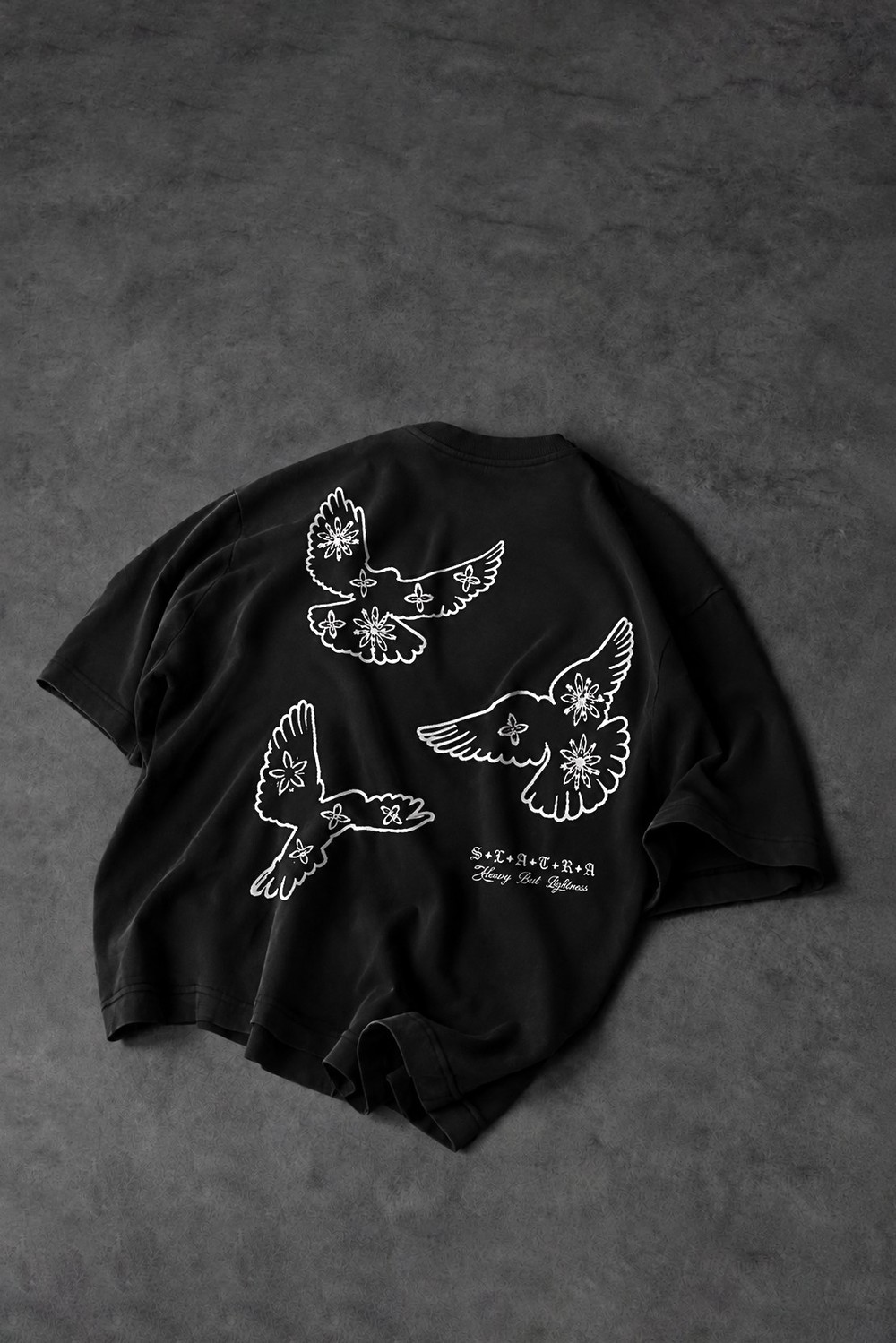 Erkek Siyah Heavy Kabartma Baskı Oversize Tshirt