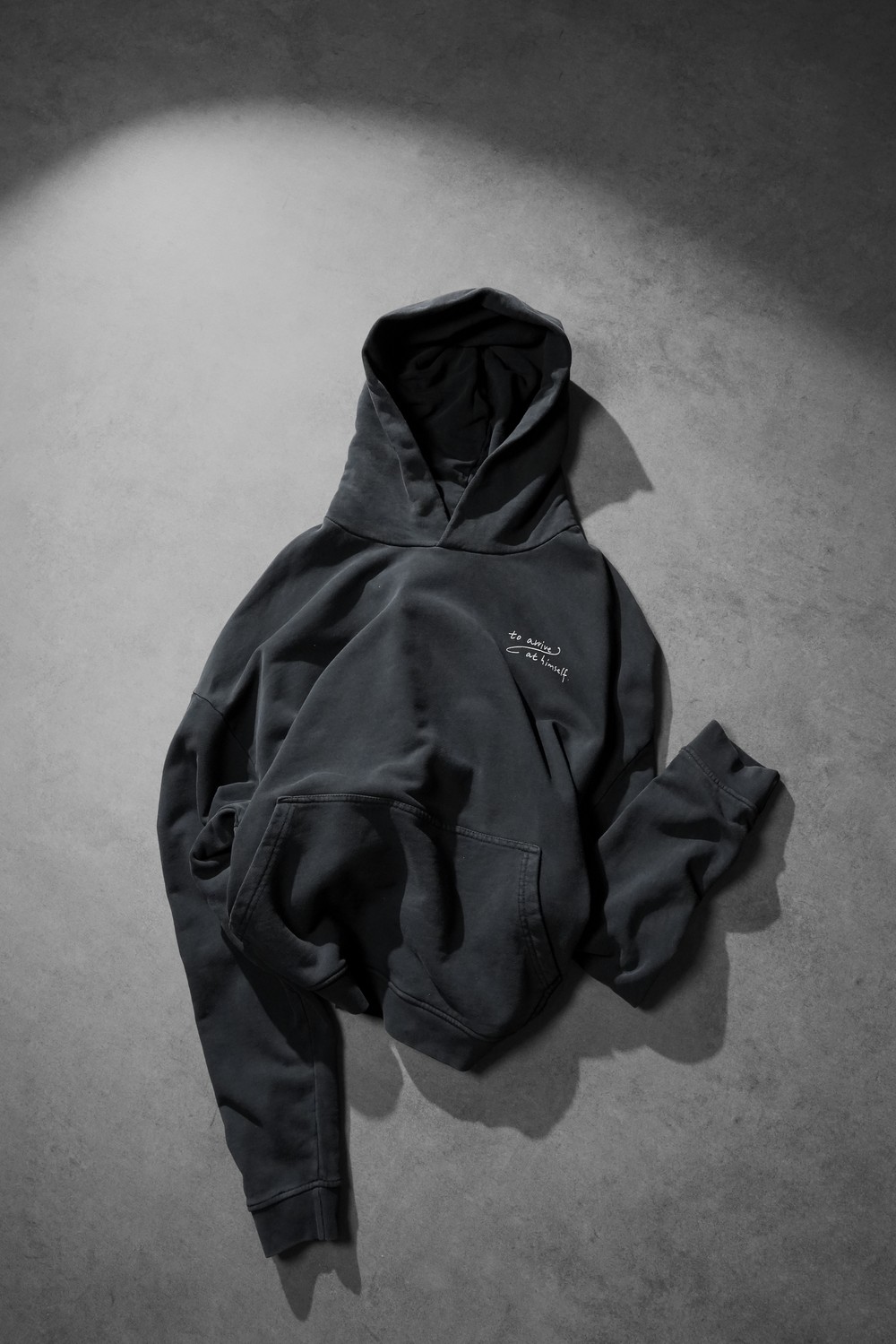 Erkek Siyah Himself Patch Özel Yıkamalı Oversize Hoodie