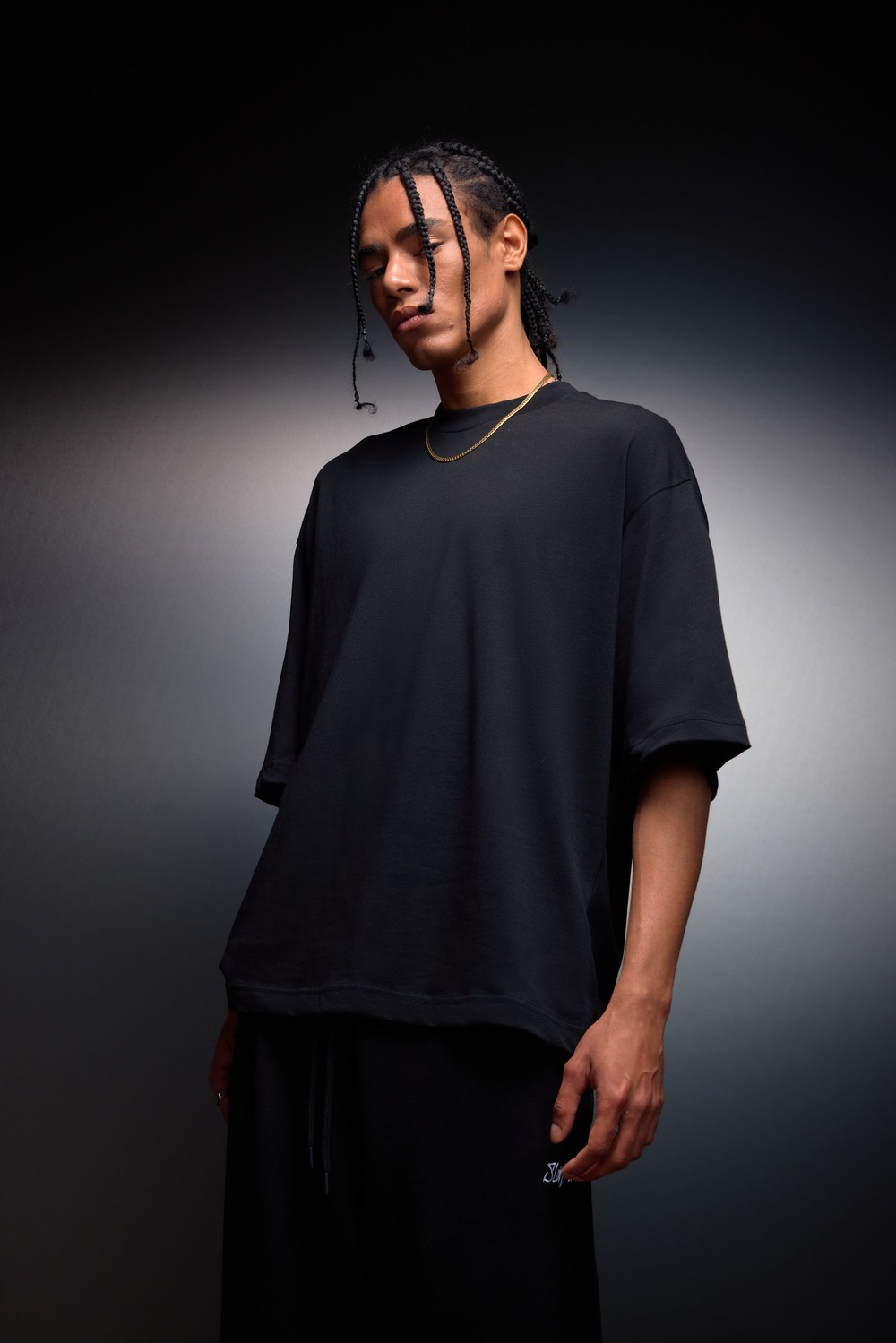 Erkek Siyah Oversize Basic Tshirt