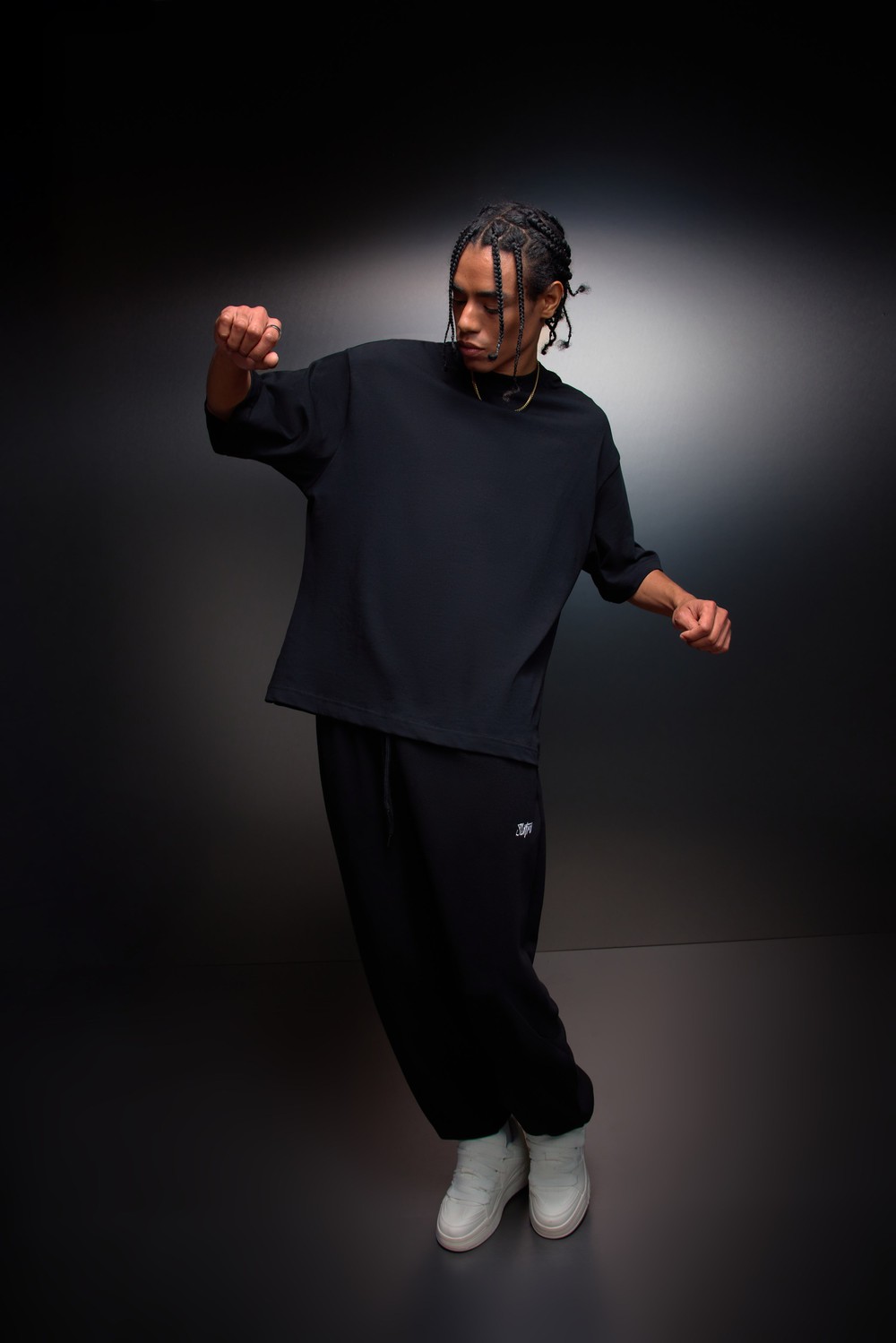 Erkek Siyah Oversize Basic Tshirt