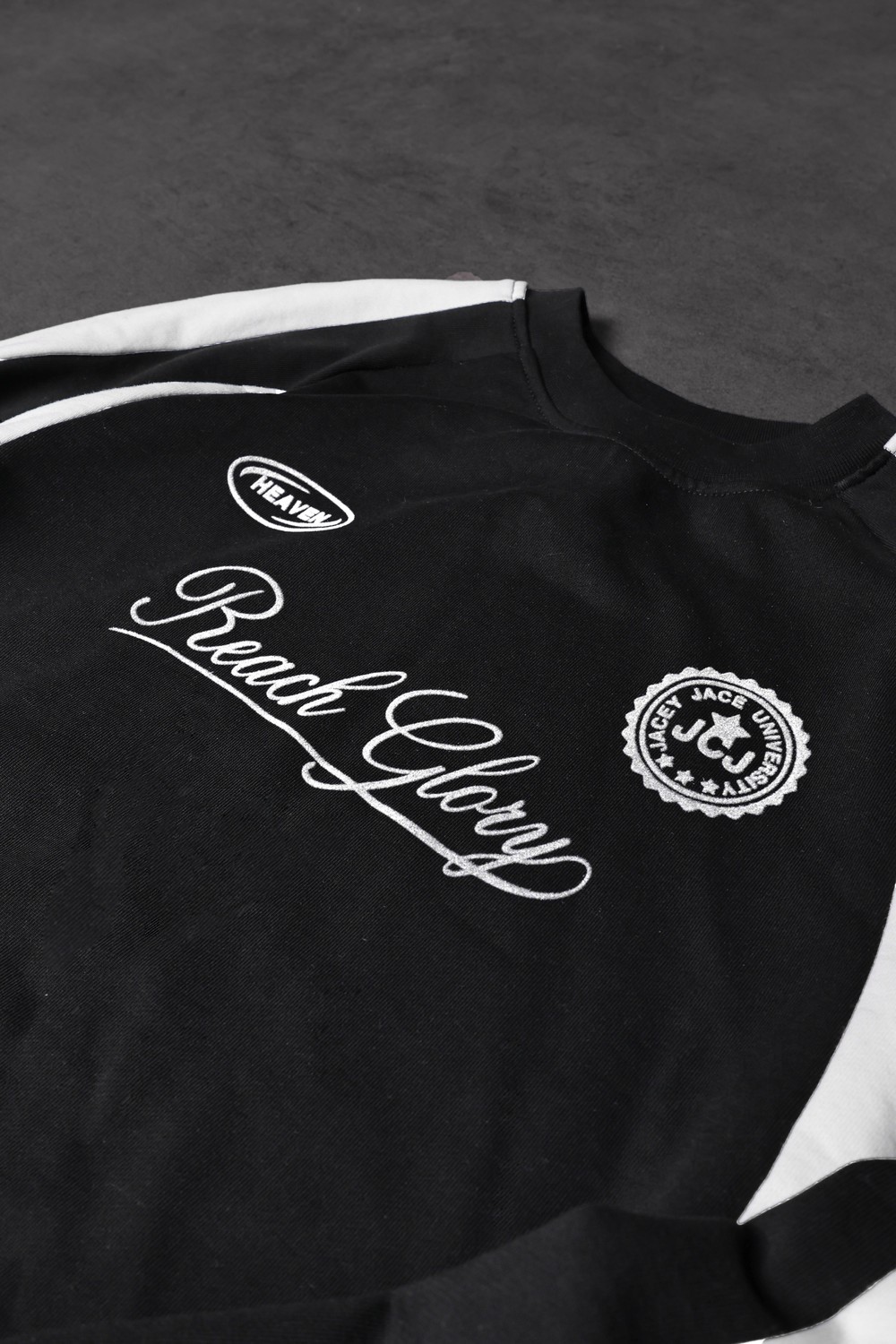 Erkek Siyah Reach Baskılı Oversize Sweatshirt