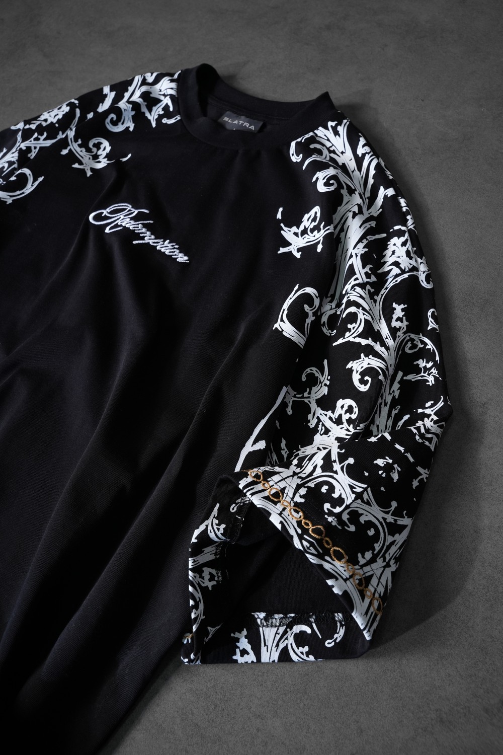 Erkek Siyah Redemption Patchli Baskılı Oversize Tshirt