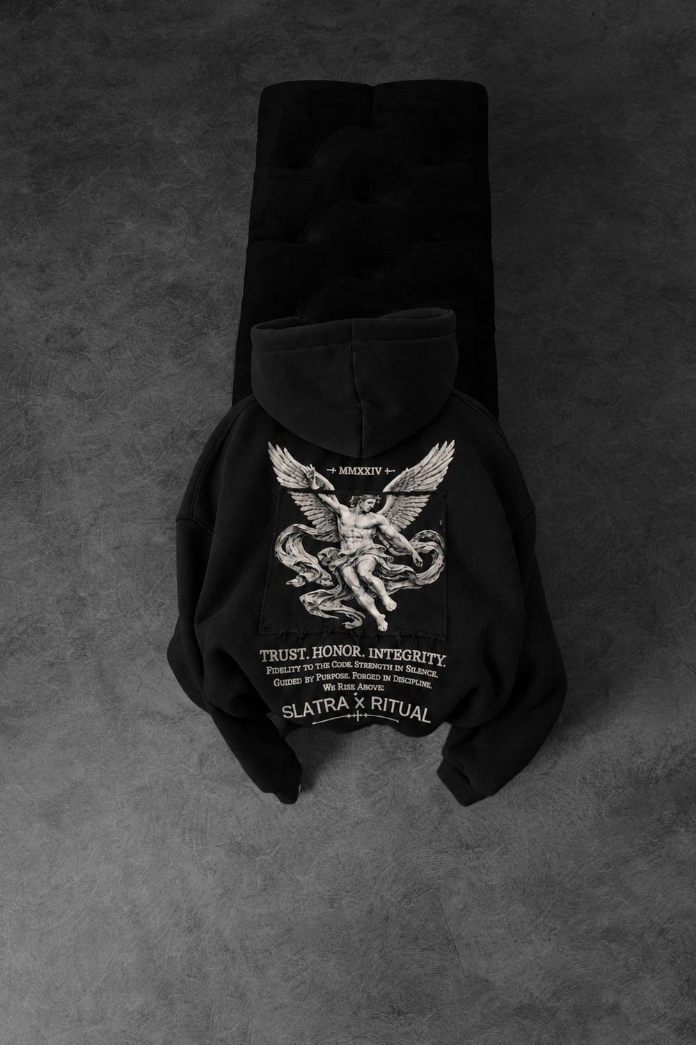 Erkek Siyah Ritual Patch Oversize Hoodie