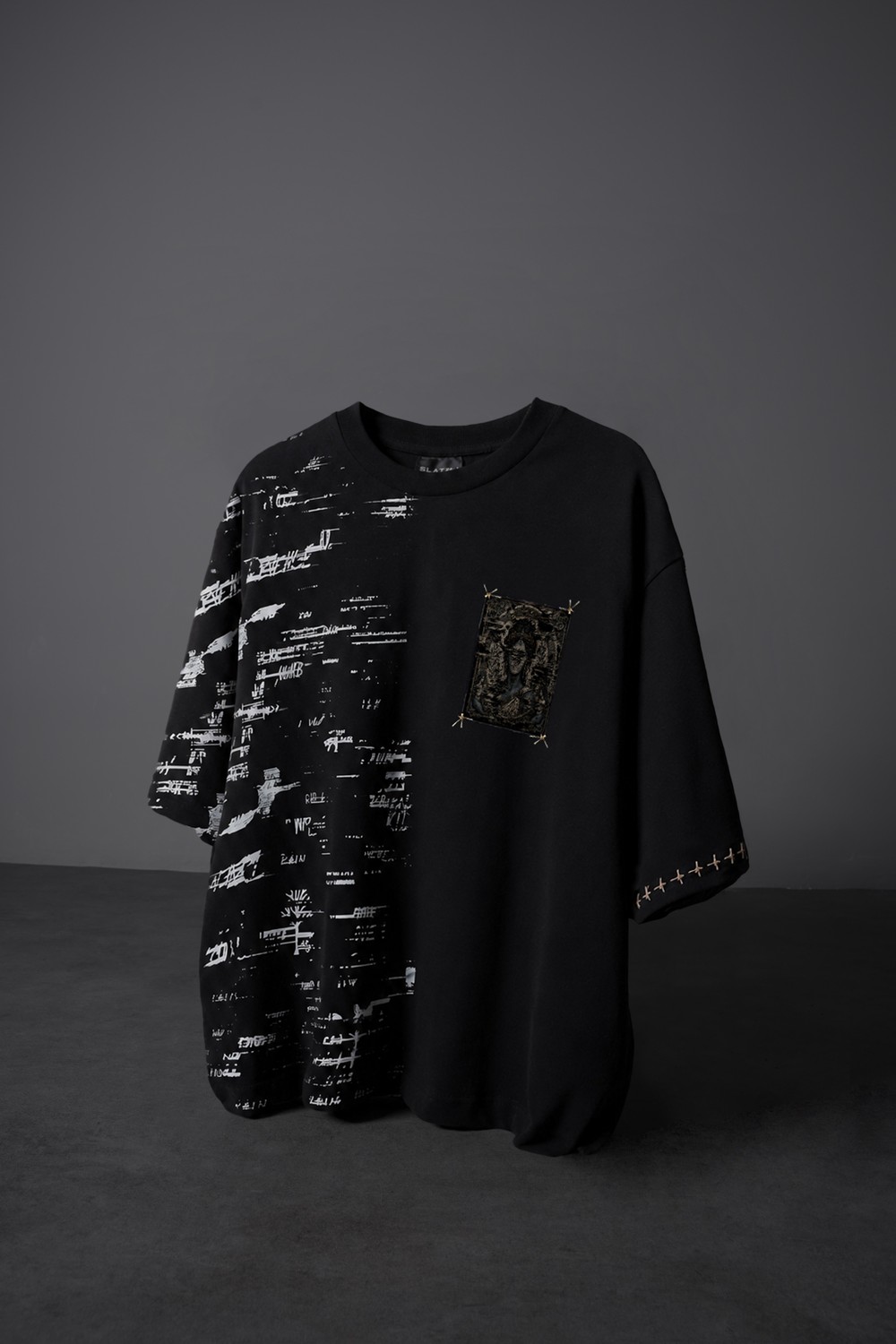 Erkek Siyah Semantic Decay Baskı Oversize Tshirt