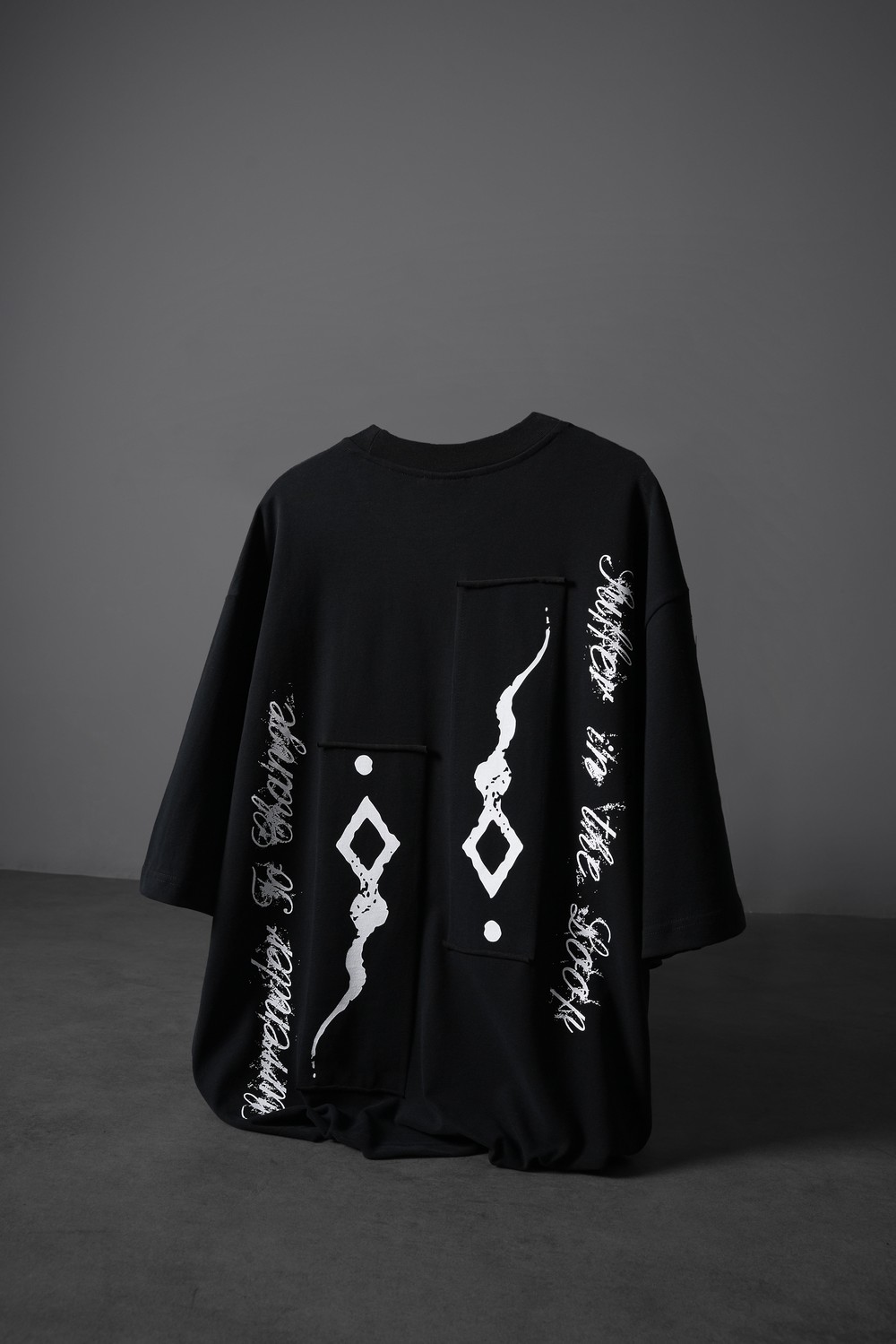 Erkek Siyah Suffer Patch Oversize Tshirt