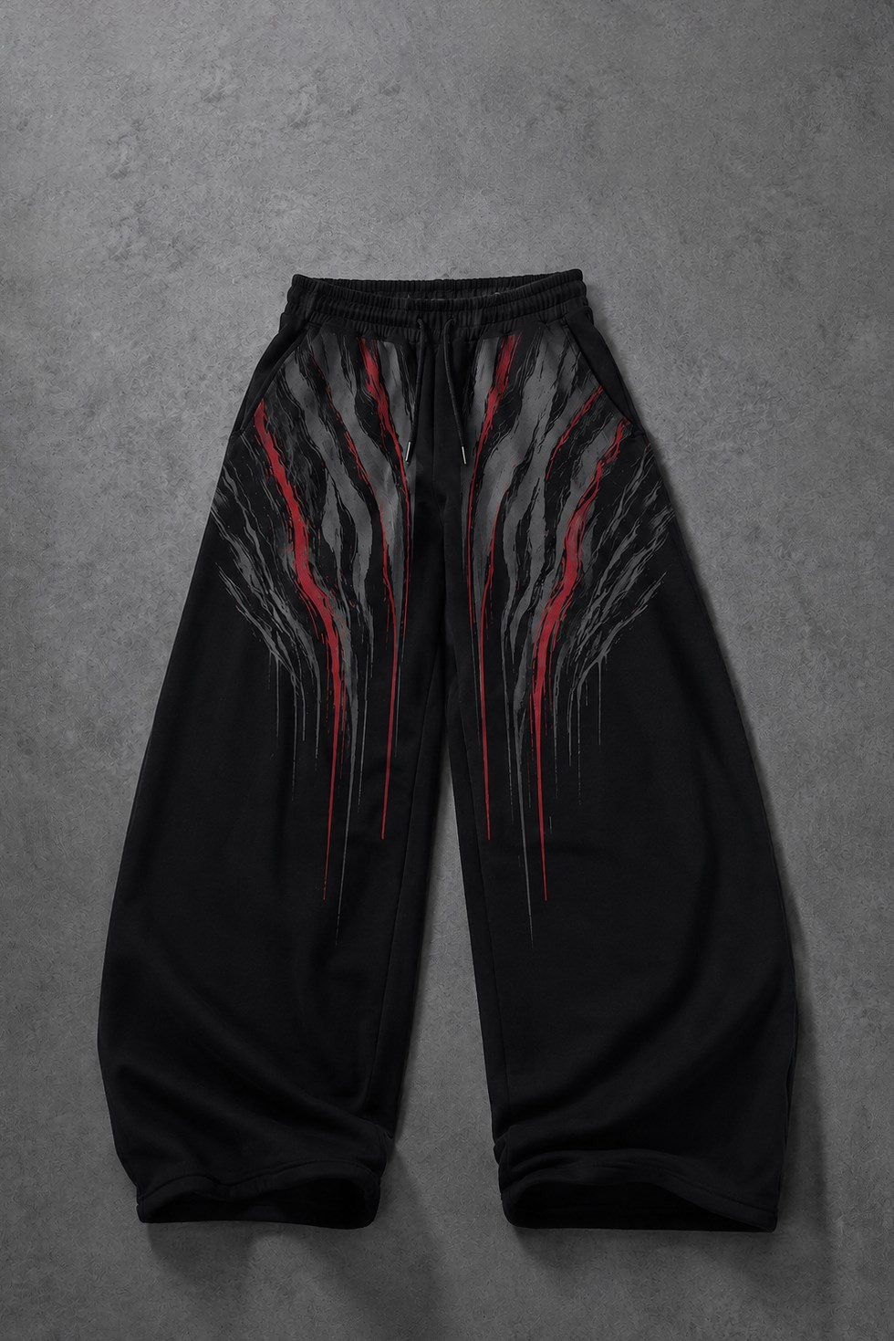 Erkek Siyah Vein Baggy Eşofman