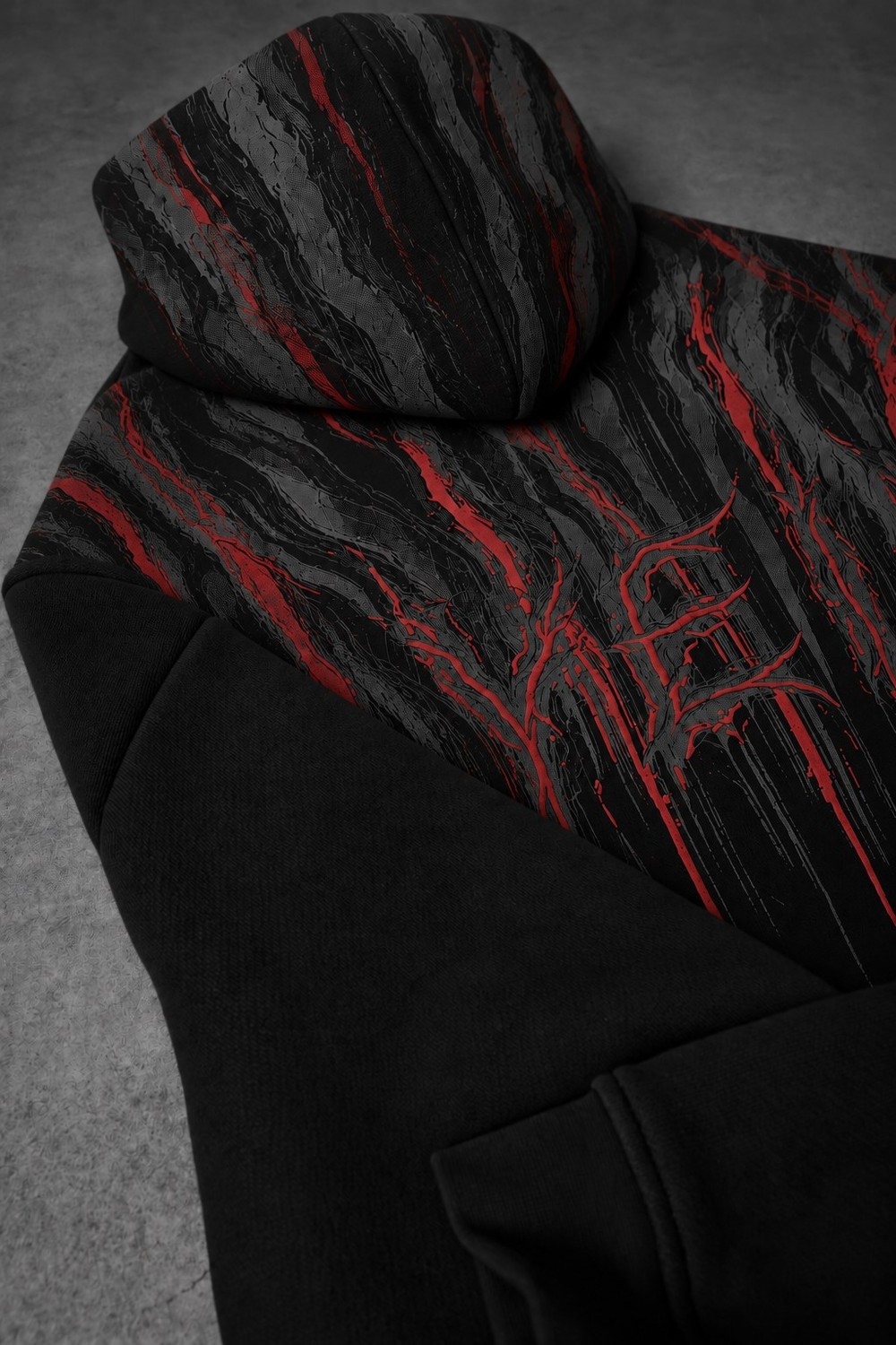 Erkek Siyah Vein Oversize Hoodie
