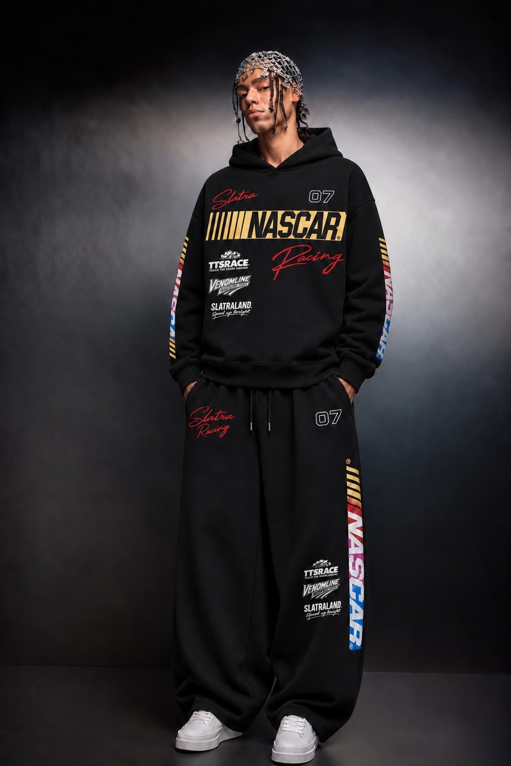 Erkek Siyah Venomline Oversize Hoodie