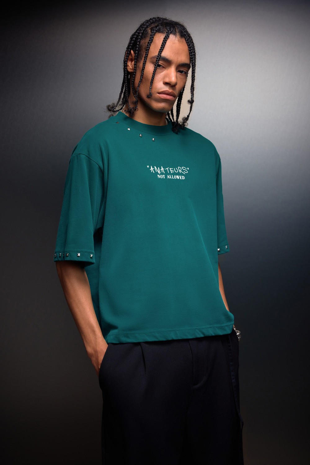 Erkek Slatra Yeşili Amateur Spreyli Boxy Fit Tshirt