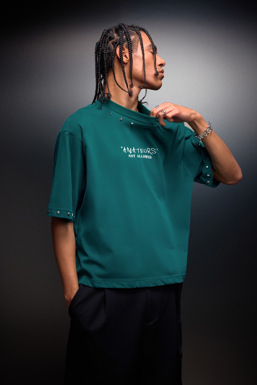 Erkek Slatra Yeşili Amateur Spreyli Boxy Fit Tshirt