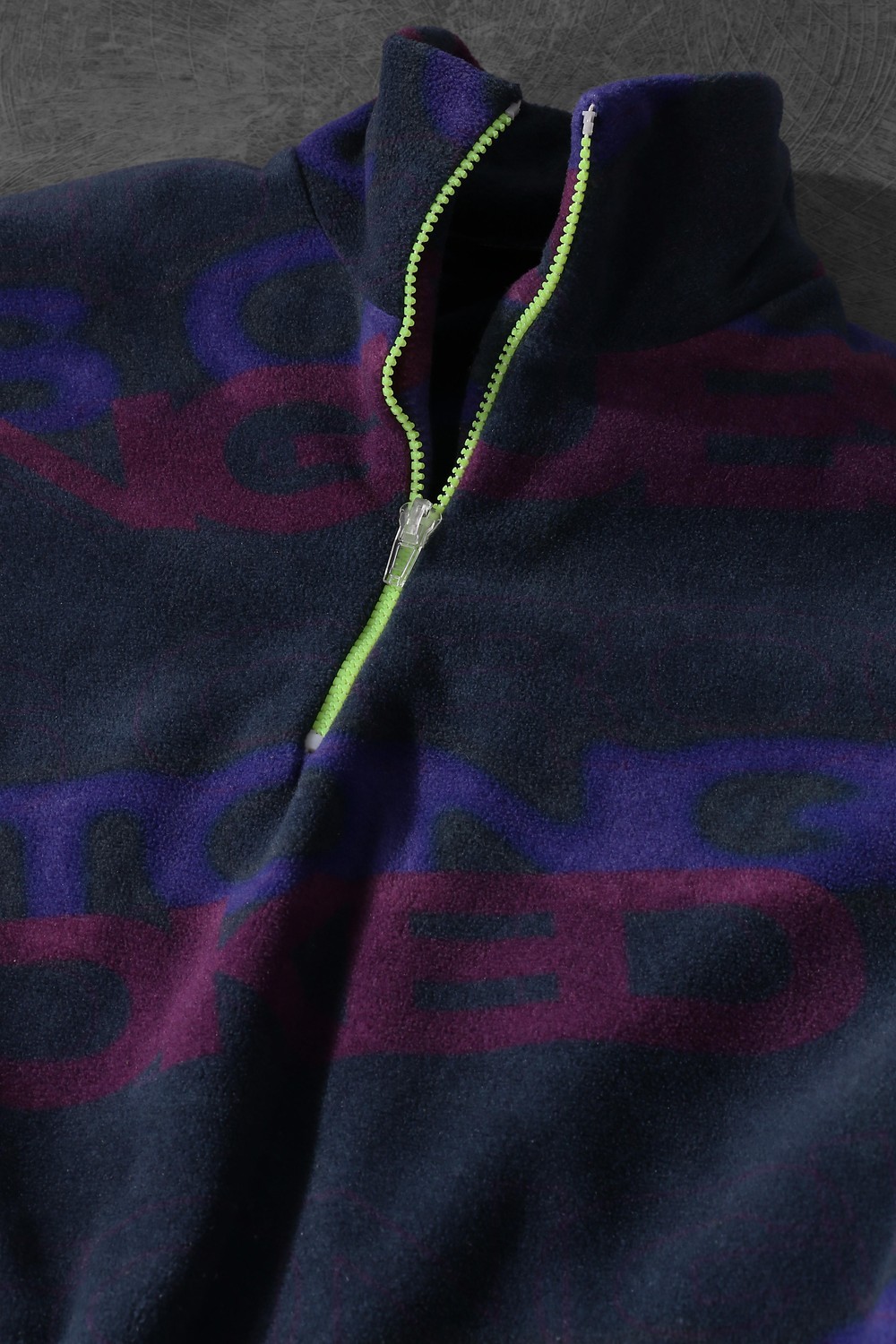 Erkek Tongue Desen Yarım Fermuar Oversize Polar Sweatshirt