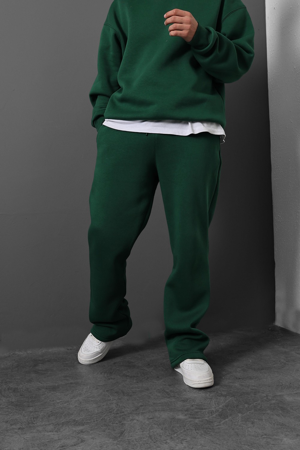 Erkek Yeşil Basic Baggy Kalıp Eşofman