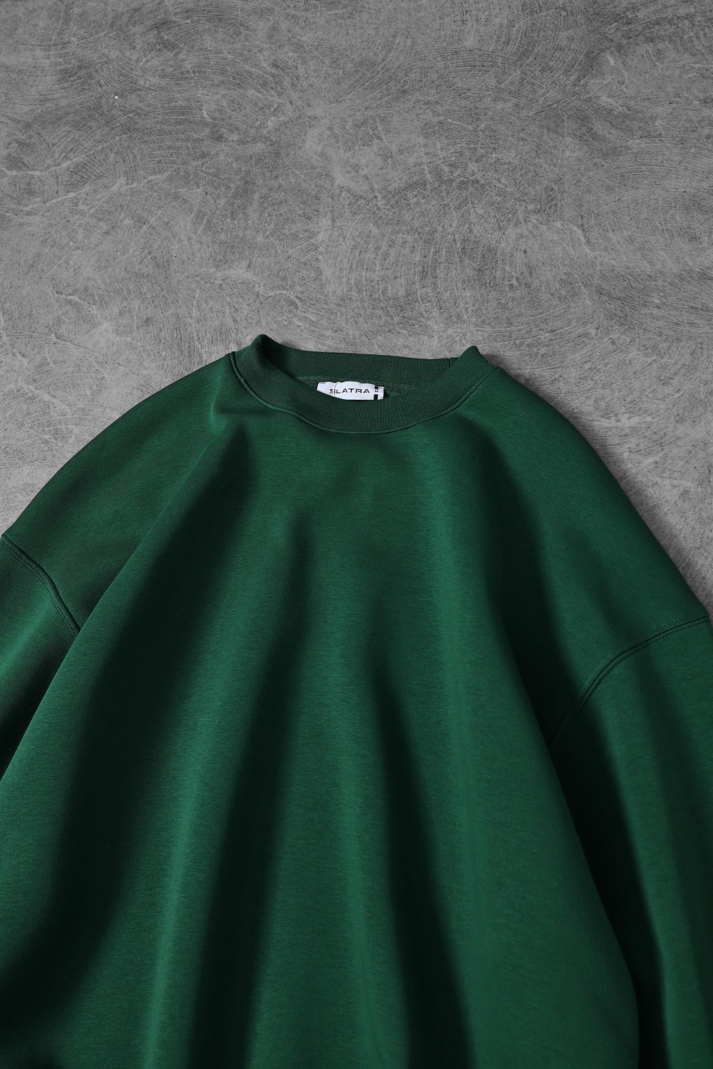 Erkek Yeşil Basic Bisiklet Yaka Oversize Sweatshirt