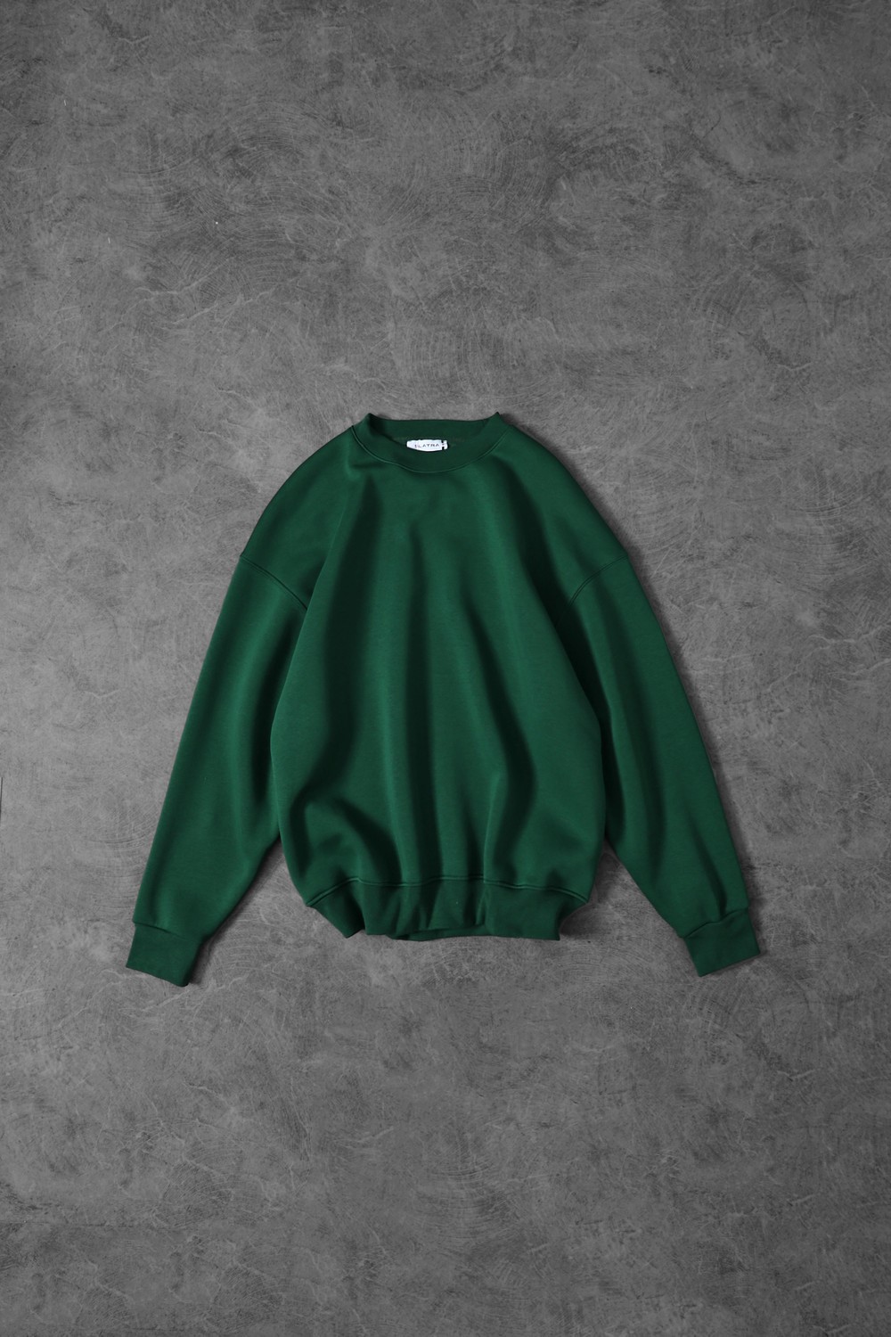 Erkek Yeşil Basic Bisiklet Yaka Oversize Sweatshirt