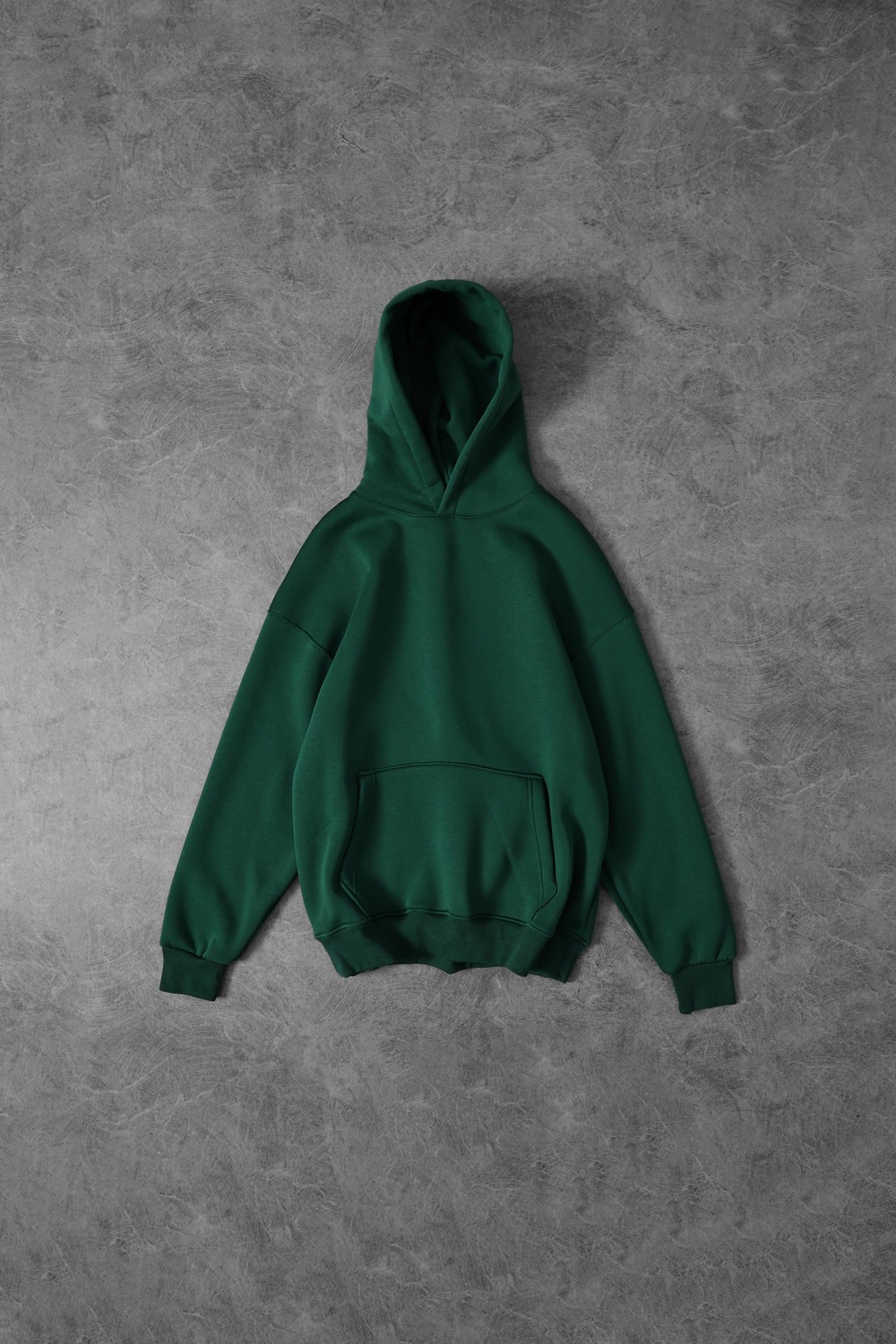 Erkek Yeşil Basic Kapüşonlu Oversize Sweatshirt