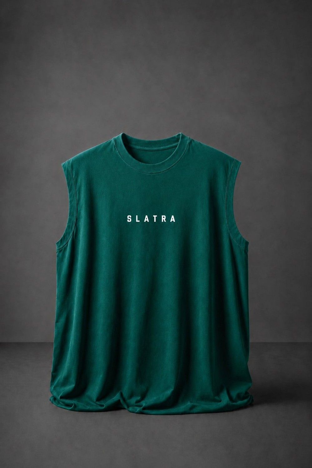 Erkek Yeşil Basic Sıfır Kol Oversize Atlet