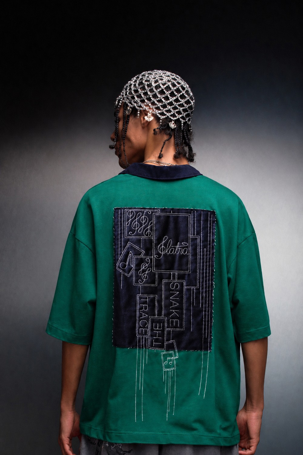 Erkek Yeşil Bite Back Yaka Detay Box Fit Tshirt