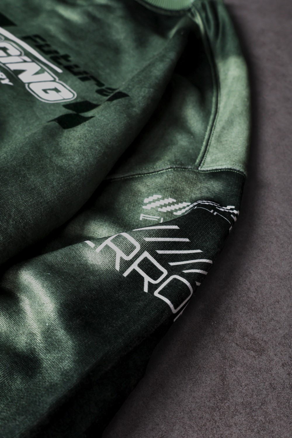 Erkek Yeşil Future Racing Baskılı Oversize Sweatshirt