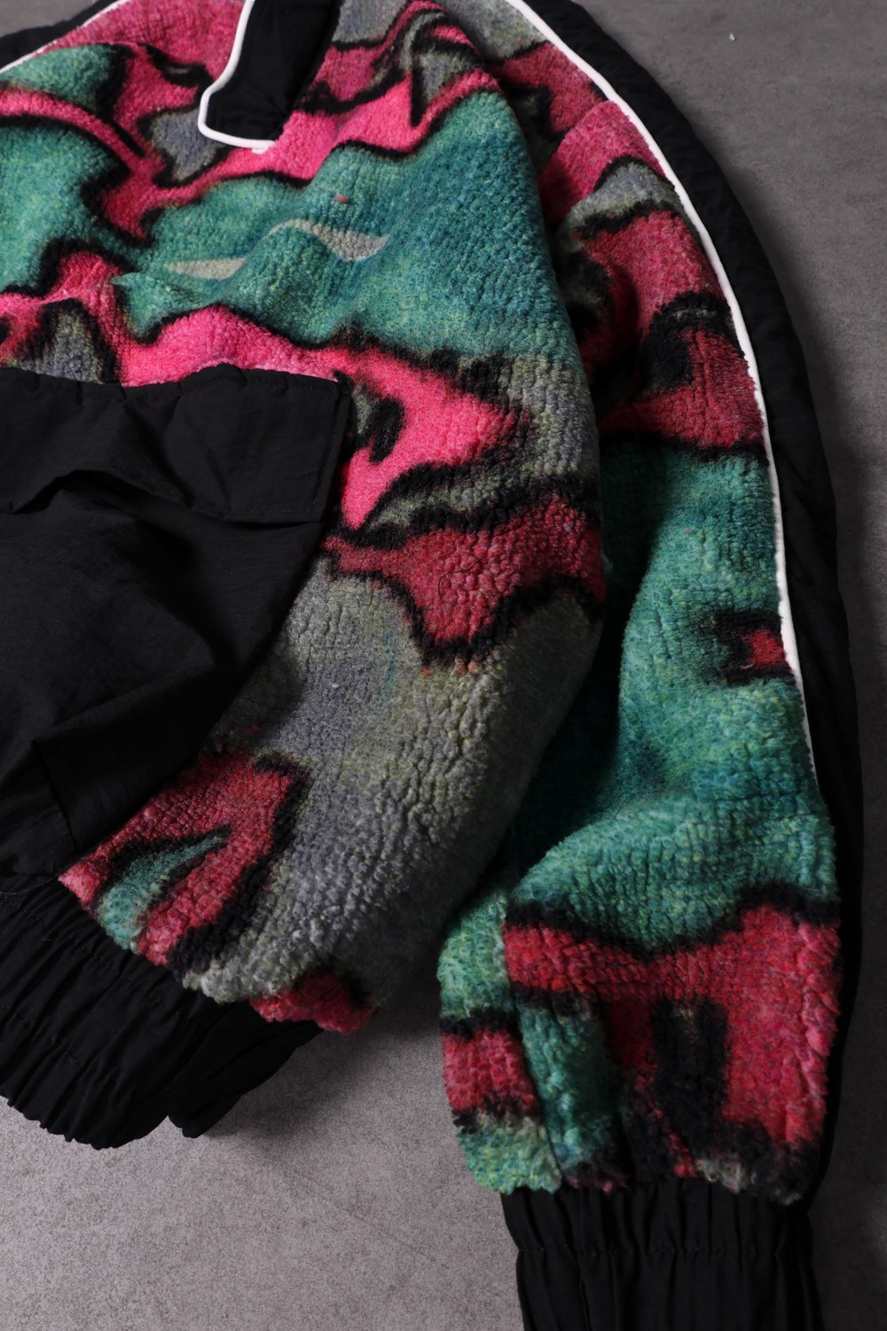 Erkek Yeşil Half Zip Desenli Peluş Sweatshirt