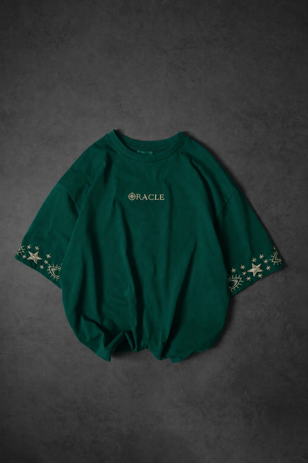 Erkek Yeşil Oracle Nakışlı Oversize Tshirt