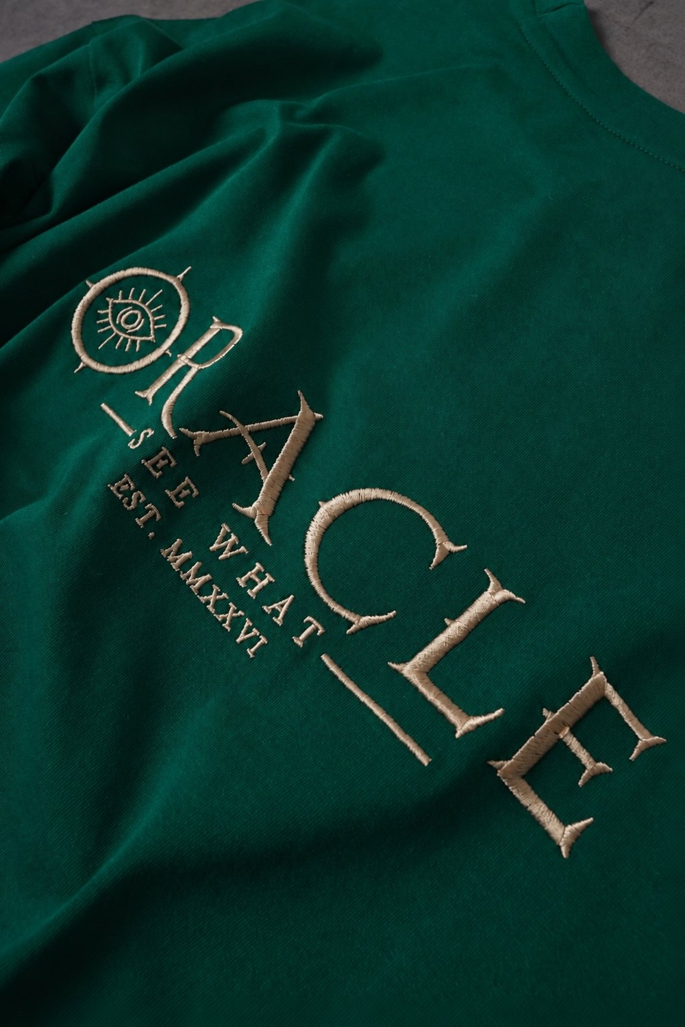 Erkek Yeşil Oracle Nakışlı Oversize Tshirt