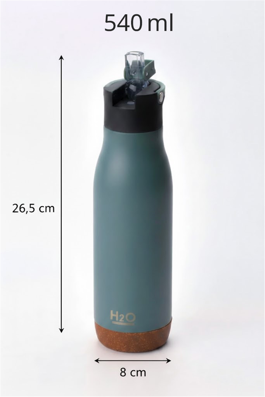 H2O Açılır Kapaklı Çelik Termos Matara 540 ml – Yeşil 