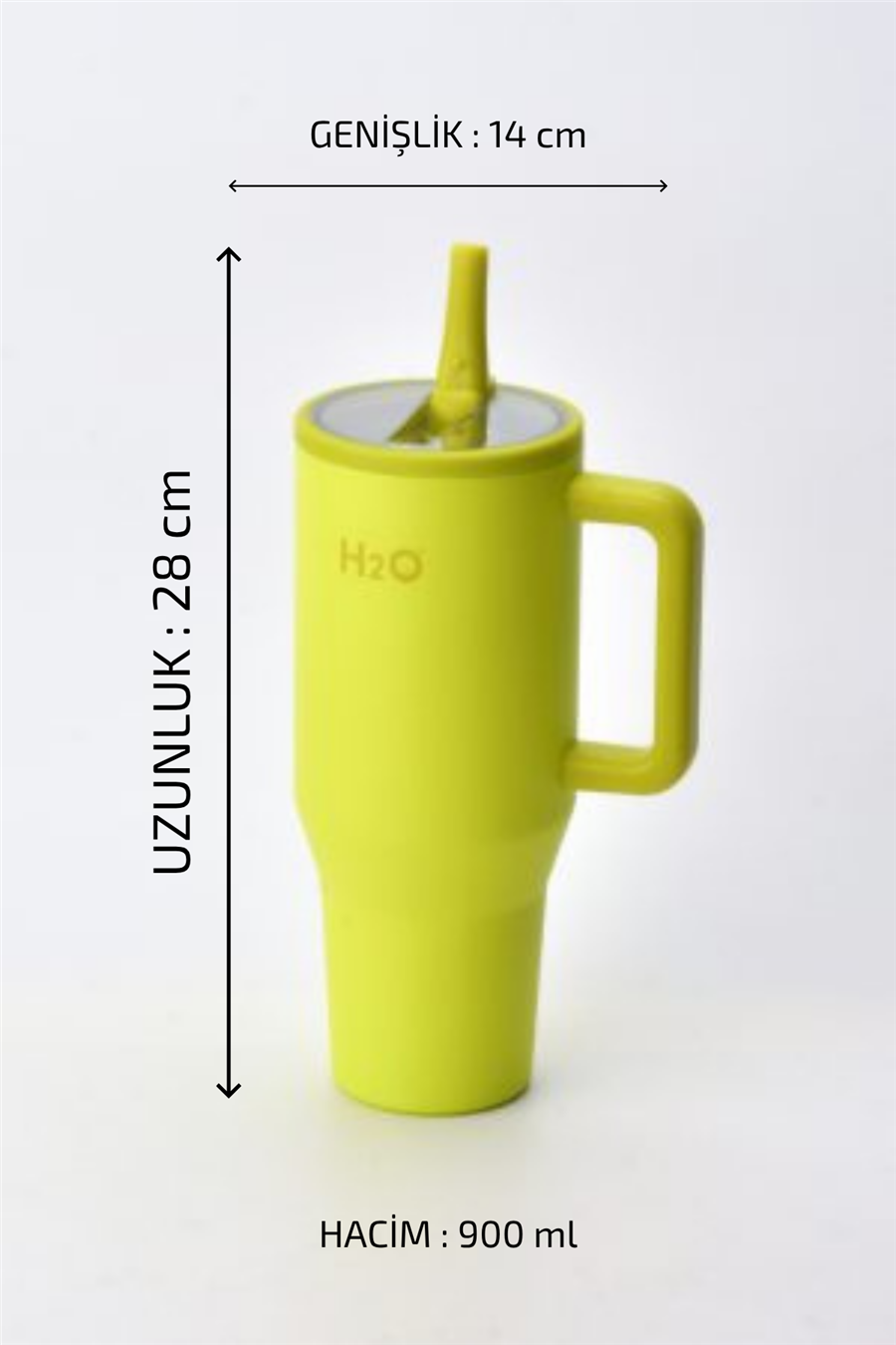 H2O Kulplu Pipetli Çelik Termos Kupa 900 ml – Yeşil