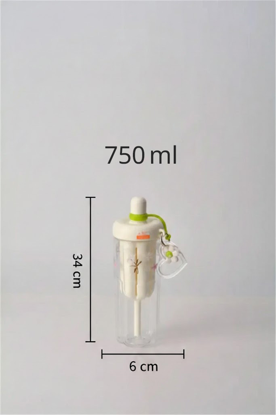 H2O Detoks Hazneli Tritan Matara 750 ml – Krem