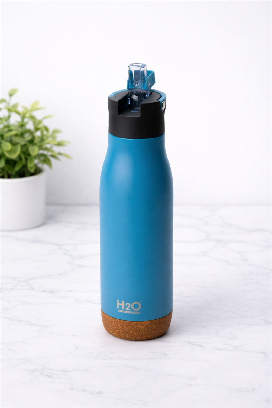 H2O Açılır Kapaklı Çelik Termos Matara 540 ml – Mavi 