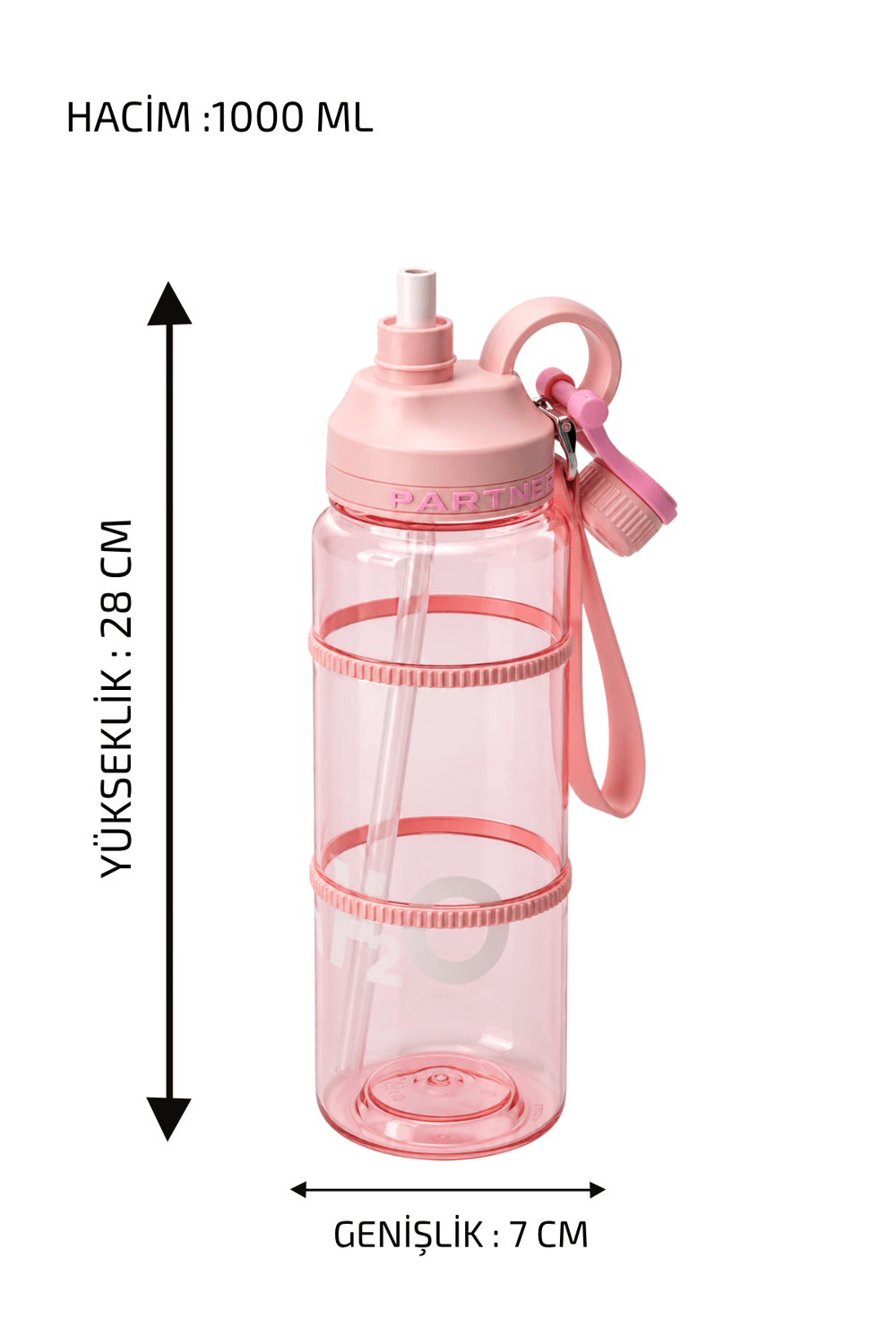 H2O Pipetli Kilitli Kapak Matara 1L 