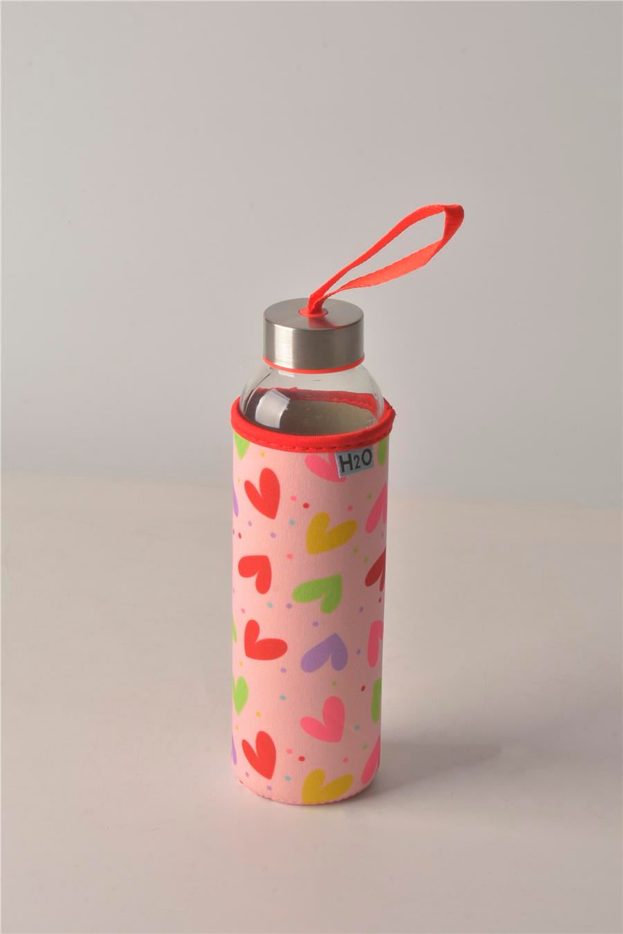 H2O Kalp Desen Kilifli 500 ML.Cam Matara