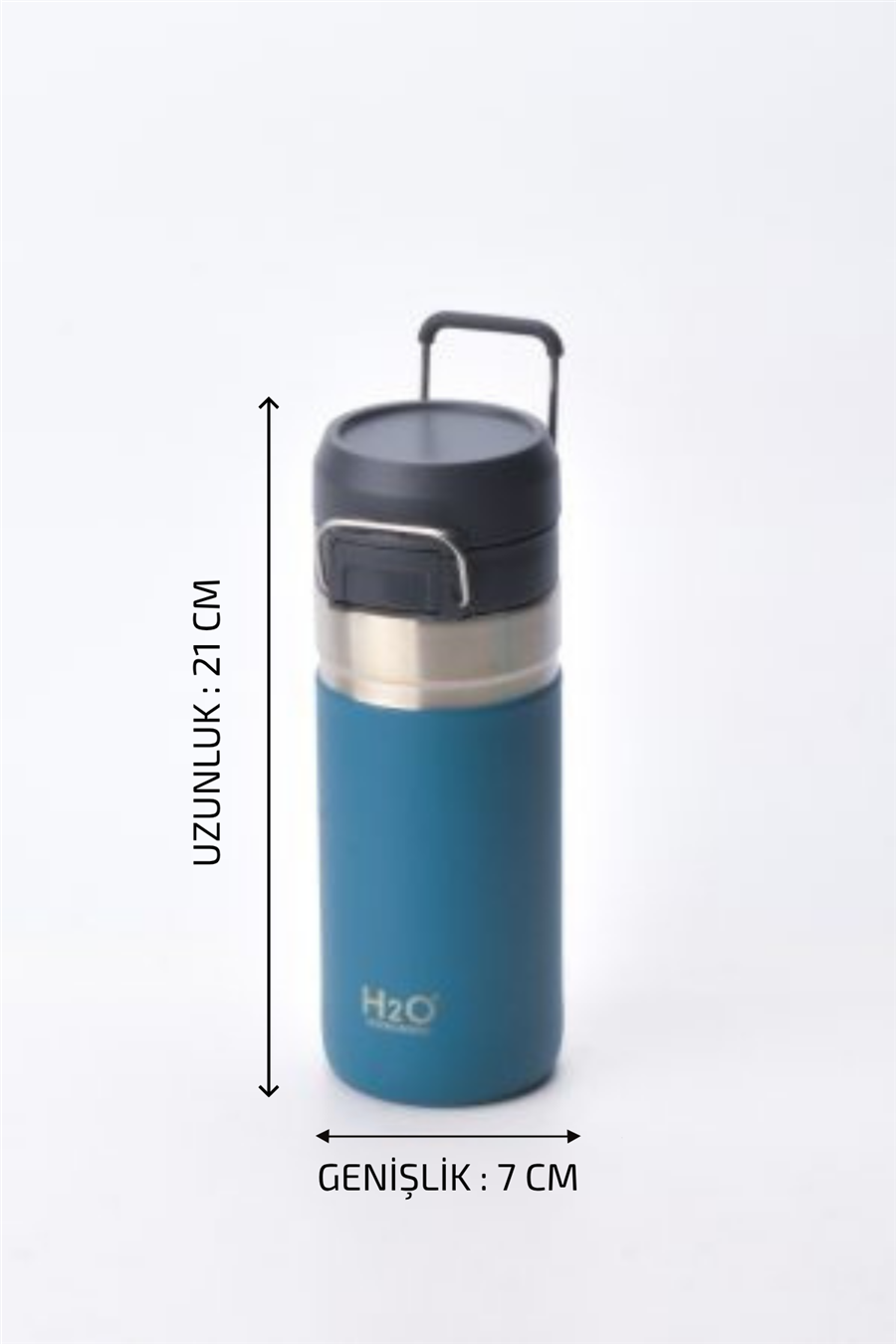 H2O Kulplu Çelik Termos Matara 500 ml – Mavi