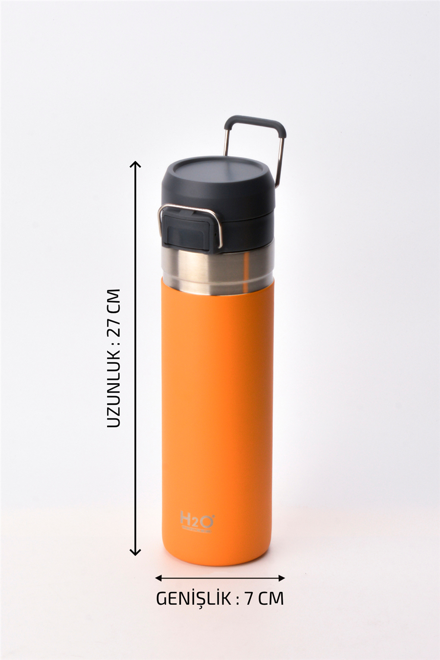 H2O Kulplu Çelik Termos Matara 750 ml – Turuncu