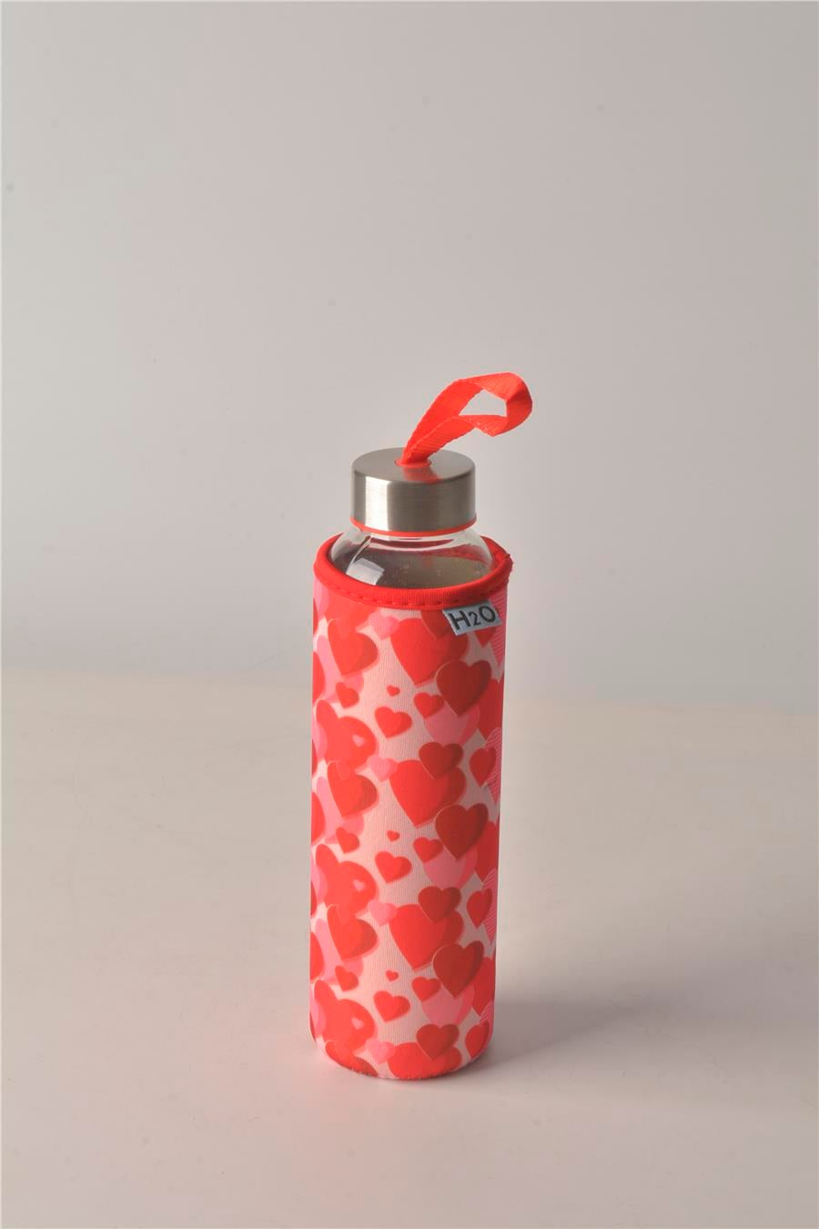 H2O Kalp Desen Kilifli 500 ML.Cam Matara